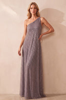 Laden Sie das Bild in den Galerie-Viewer, Nebel A-Linie Pailletten Langes Abendkleid