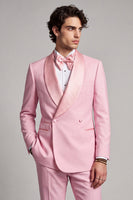Laden Sie das Bild in den Galerie-Viewer, Doppelreihiger Rosa Schal-Revers Herren Abschlussball-Blazer
