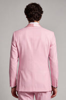 Laden Sie das Bild in den Galerie-Viewer, Doppelreihiger Rosa Schal-Revers Herren Abschlussball-Blazer