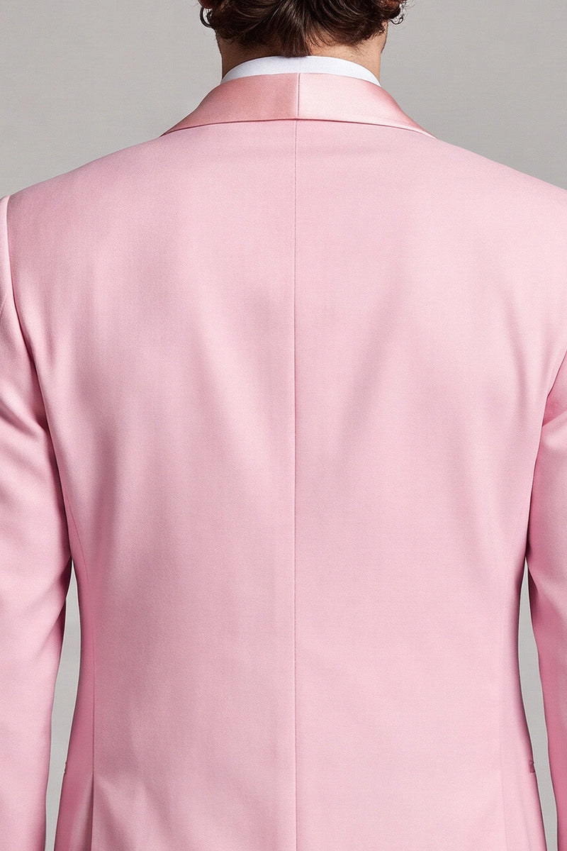 Laden Sie das Bild in den Galerie-Viewer, Doppelreihiger Rosa Schal-Revers Herren Abschlussball-Blazer