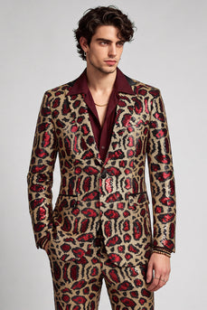 Burgundergrüner Einknopf Notch-Revers Herren Ball Blazer