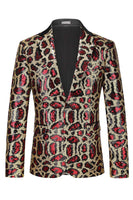 Laden Sie das Bild in den Galerie-Viewer, Burgundergrüner Einknopf Notch-Revers Herren Ball Blazer
