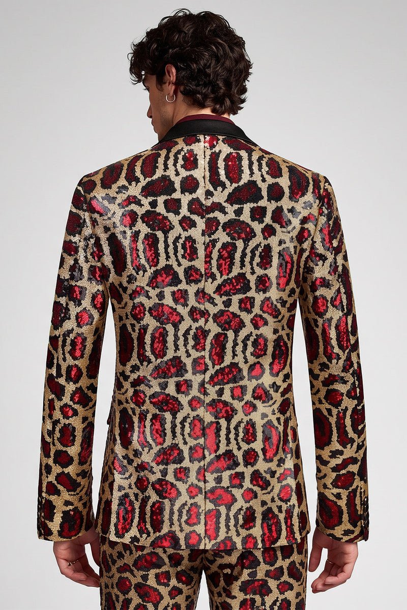 Laden Sie das Bild in den Galerie-Viewer, Burgundergrüner Einknopf Notch-Revers Herren Ball Blazer