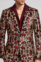 Laden Sie das Bild in den Galerie-Viewer, Burgundergrüner Einknopf Notch-Revers Herren Ball Blazer