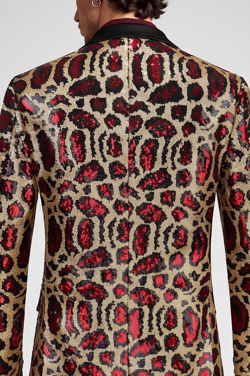 Laden Sie das Bild in den Galerie-Viewer, Burgundergrüner Einknopf Notch-Revers Herren Ball Blazer