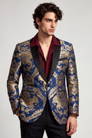 Laden Sie das Bild in den Galerie-Viewer, Marineblauer Einknopf Schal Revers Herren Ball Blazer