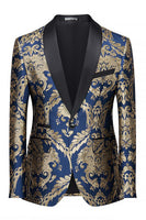 Laden Sie das Bild in den Galerie-Viewer, Marineblauer Einknopf Schal Revers Herren Ball Blazer