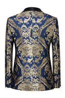 Laden Sie das Bild in den Galerie-Viewer, Marineblauer Einknopf Schal Revers Herren Ball Blazer