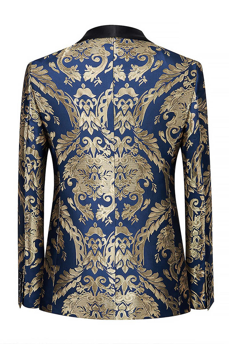 Laden Sie das Bild in den Galerie-Viewer, Marineblauer Einknopf Schal Revers Herren Ball Blazer