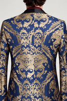 Laden Sie das Bild in den Galerie-Viewer, Marineblauer Einknopf Schal Revers Herren Ball Blazer