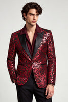 Laden Sie das Bild in den Galerie-Viewer, Peak Revers Burgund Ein Knopf Herren Abschlussball-Blazer