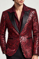 Laden Sie das Bild in den Galerie-Viewer, Peak Revers Burgund Ein Knopf Herren Abschlussball-Blazer