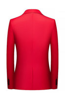 Laden Sie das Bild in den Galerie-Viewer, Eingekerbte Revers Pailletten Roter Herrenabschlussball-Blazer mit einem Knopf