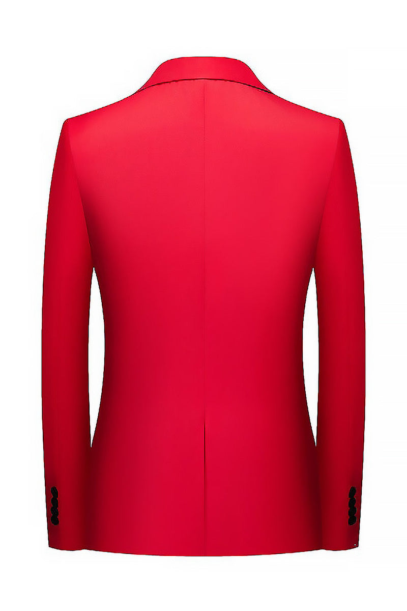 Laden Sie das Bild in den Galerie-Viewer, Eingekerbte Revers Pailletten Roter Herrenabschlussball-Blazer mit einem Knopf