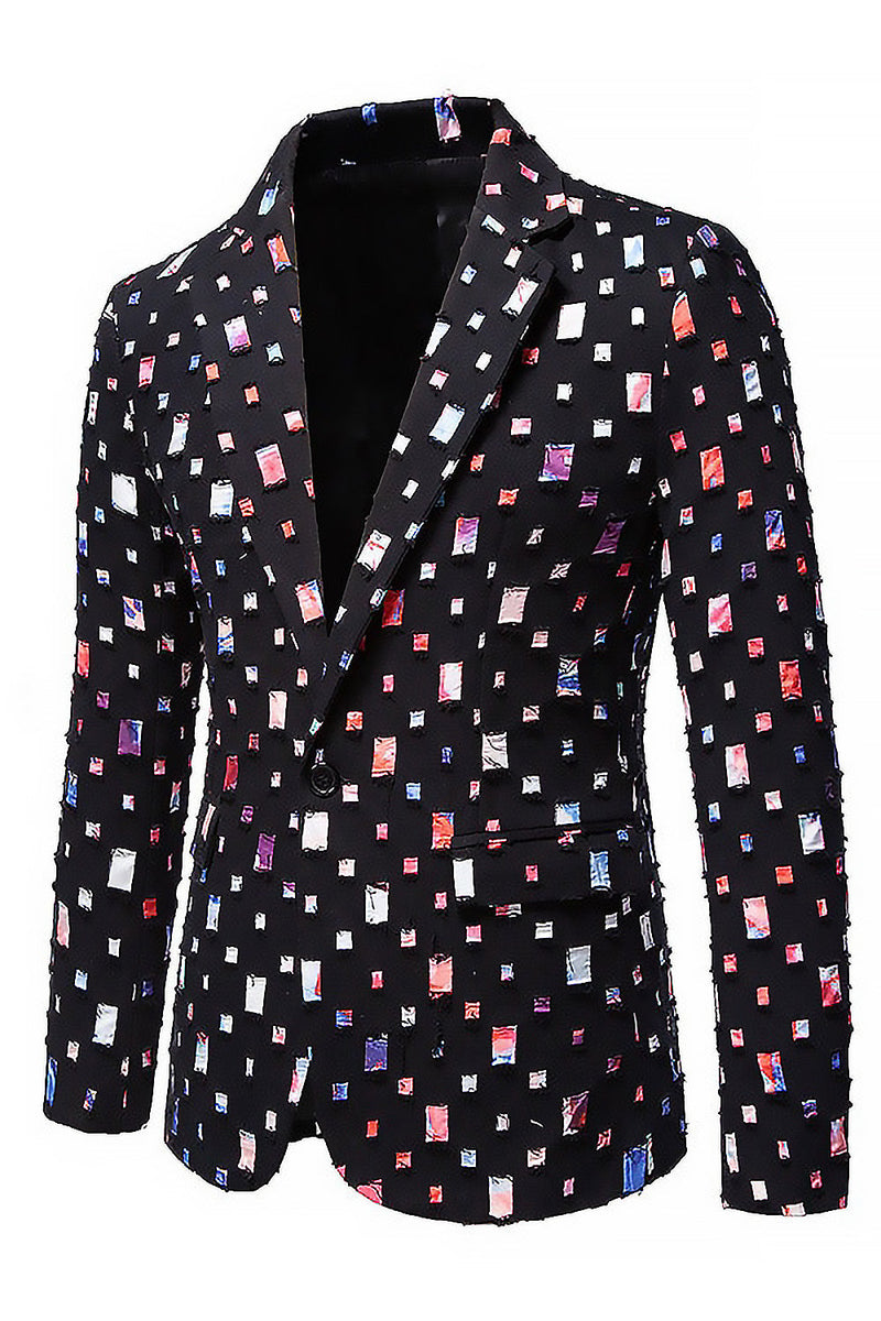 Laden Sie das Bild in den Galerie-Viewer, Schwarzer Revers Blazer mit einem Knopf für Herrenabschlussball