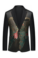 Laden Sie das Bild in den Galerie-Viewer, Schwarzer Einknopfgestickter Herren Ball Blazer mit einem Knopf