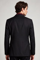 Laden Sie das Bild in den Galerie-Viewer, Schwarzer Einknopfgestickter Herren Ball Blazer mit einem Knopf