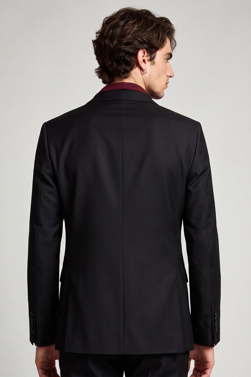 Laden Sie das Bild in den Galerie-Viewer, Schwarzer Einknopfgestickter Herren Ball Blazer mit einem Knopf