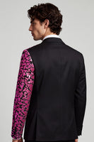 Laden Sie das Bild in den Galerie-Viewer, Peak Revers Schwarzer Fuchsia Farbblock Ein-Knopf Herren Ball Blazer