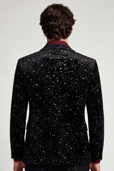 Schwarzer Glitzernder Revers Herrenabschlussblazer mit einem Knopf