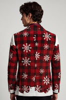 Laden Sie das Bild in den Galerie-Viewer, Rot-weißer Einreihiger Weihnachts-Blazer für Herrenabschlussball