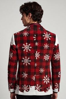 Rot-weißer Einreihiger Weihnachts-Blazer für Herrenabschlussball