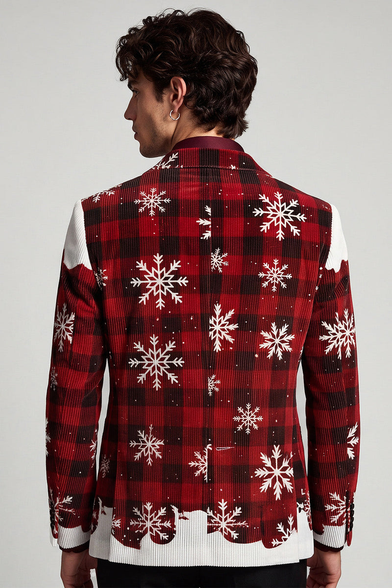 Laden Sie das Bild in den Galerie-Viewer, Rot-weißer Einreihiger Weihnachts-Blazer für Herrenabschlussball