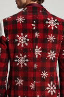 Laden Sie das Bild in den Galerie-Viewer, Rot-weißer Einreihiger Weihnachts-Blazer für Herrenabschlussball