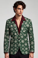 Laden Sie das Bild in den Galerie-Viewer, Eingeschnittener Revers Dunkelgrüner Männer Abschlussball-Blazer mit einem Knopf