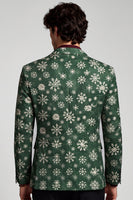 Laden Sie das Bild in den Galerie-Viewer, Eingeschnittener Revers Dunkelgrüner Männer Abschlussball-Blazer mit einem Knopf