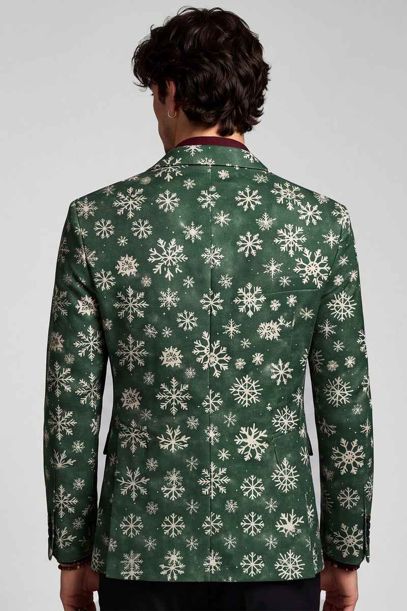 Laden Sie das Bild in den Galerie-Viewer, Eingeschnittener Revers Dunkelgrüner Männer Abschlussball-Blazer mit einem Knopf