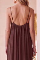 Laden Sie das Bild in den Galerie-Viewer, Coffee A-Line, geraffte Chiffon Spaghettiträger lange Hochzeitskleid