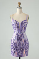 Laden Sie das Bild in den Galerie-Viewer, purple homecoming dress with sequins