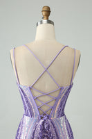 Laden Sie das Bild in den Galerie-Viewer, Grünes Korsett Spaghettiträger Cocktailkleid mit Pailletten