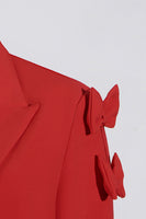 Laden Sie das Bild in den Galerie-Viewer, Rot Peak Revers Damen Ballblazer mit Schleife