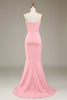 Laden Sie das Bild in den Galerie-Viewer, Blush Rosa Meerjungfrau Herzausschnitt Satin Langes Brautjungfernkleid