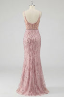 Laden Sie das Bild in den Galerie-Viewer, Pailletten-Rouge-Meerjungfrauen-Korsett-Abschlussballkleid mit Schlitz