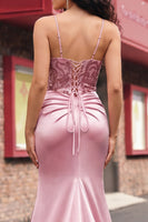 Laden Sie das Bild in den Galerie-Viewer, Rosh-gerafftes Meerjungfrauen-Pailletten-Langballkleid