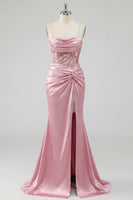 Laden Sie das Bild in den Galerie-Viewer, Rosh-gerafftes Meerjungfrauen-Pailletten-Langballkleid