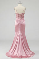 Laden Sie das Bild in den Galerie-Viewer, Rosh-gerafftes Meerjungfrauen-Pailletten-Langballkleid