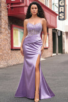 Laden Sie das Bild in den Galerie-Viewer, Lila-Blumenkorsett Meerjungfrauen-Langballkleid