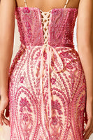 Laden Sie das Bild in den Galerie-Viewer, Rosa Perlenbesetztes Meerjungfrauen-Langballkleid
