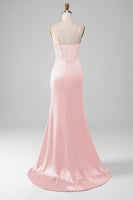 Laden Sie das Bild in den Galerie-Viewer, Salbeigrünes Spaghettiträger Satin Plissee Meerjungfrau Korsett Ballkleid