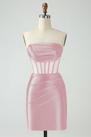 Laden Sie das Bild in den Galerie-Viewer, Dunkelgrünes figurbetontes Korsett Trägerloses kurzes Abiballkleid