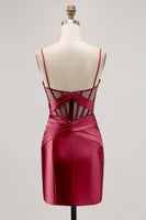 Laden Sie das Bild in den Galerie-Viewer, Königsblaues Durchsichtiges Korsett Plissee Cocktailkleid mit Schlitz