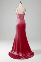 Laden Sie das Bild in den Galerie-Viewer, Salbeigrünes Spaghettiträger Satin Plissee Meerjungfrau Korsett Ballkleid