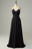 Laden Sie das Bild in den Galerie-Viewer, Spaghettiträger Ärmelloses Staubiges Salbei Brautjungfernkleid