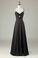 Laden Sie das Bild in den Galerie-Viewer, Schlüsselloch Spaghettiträger Staubiger Salbei Brautjungfernkleid mit Schlitz