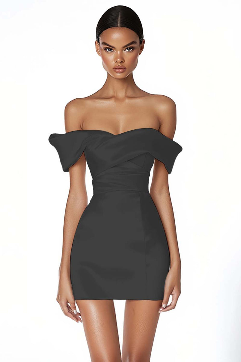 Laden Sie das Bild in den Galerie-Viewer, Schulterfreies Weißes Figurbetontes Standesamtkleid aus Satin