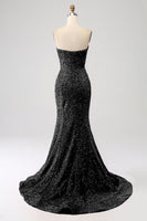 Laden Sie das Bild in den Galerie-Viewer, Meerjungfrau Herzausschnitt Rosa Pailletten langes Ballkleid